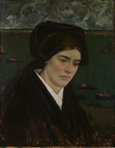 Junge Frau auf der Ile de Sein von Charles Cottet